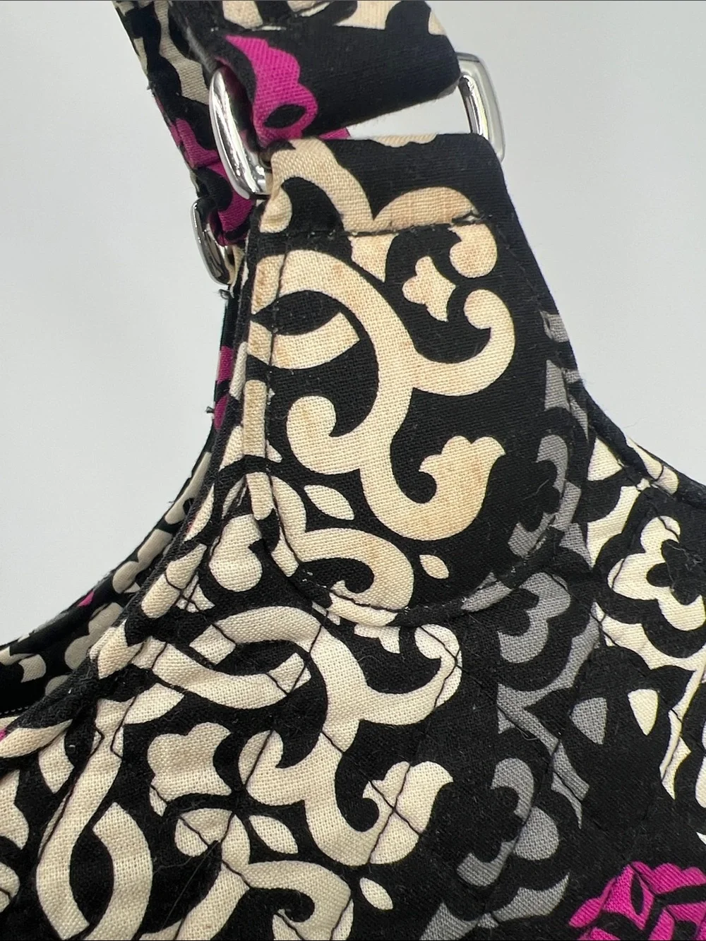 Vera Bradley Black Cream & Magenta Quilted Tote